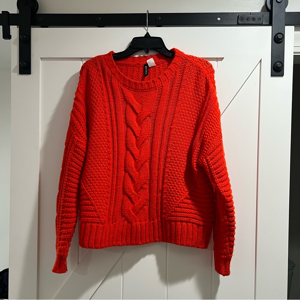 Women's Orange Cable Knit Sweater